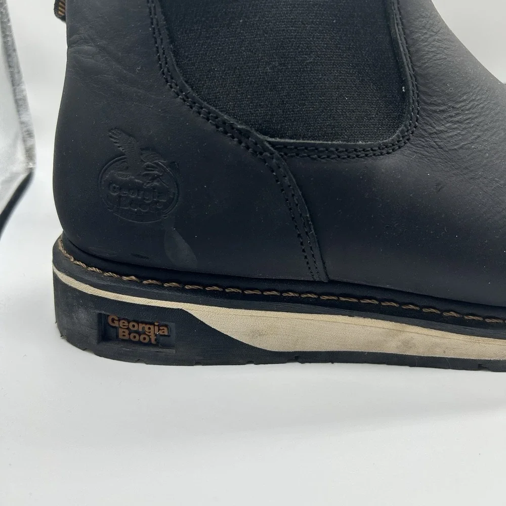 Georgia Boots Romeo Wedge Men's 11 W Black Leather Pull On ASTM F2892-